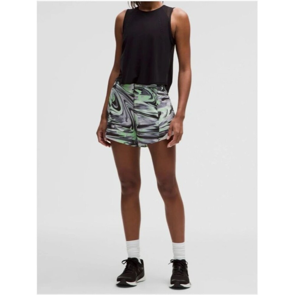 Lululemon Hotty Hot HR Shorts 4" Size 8 Paint Glide Warp Multi Chrome Swirl Mint